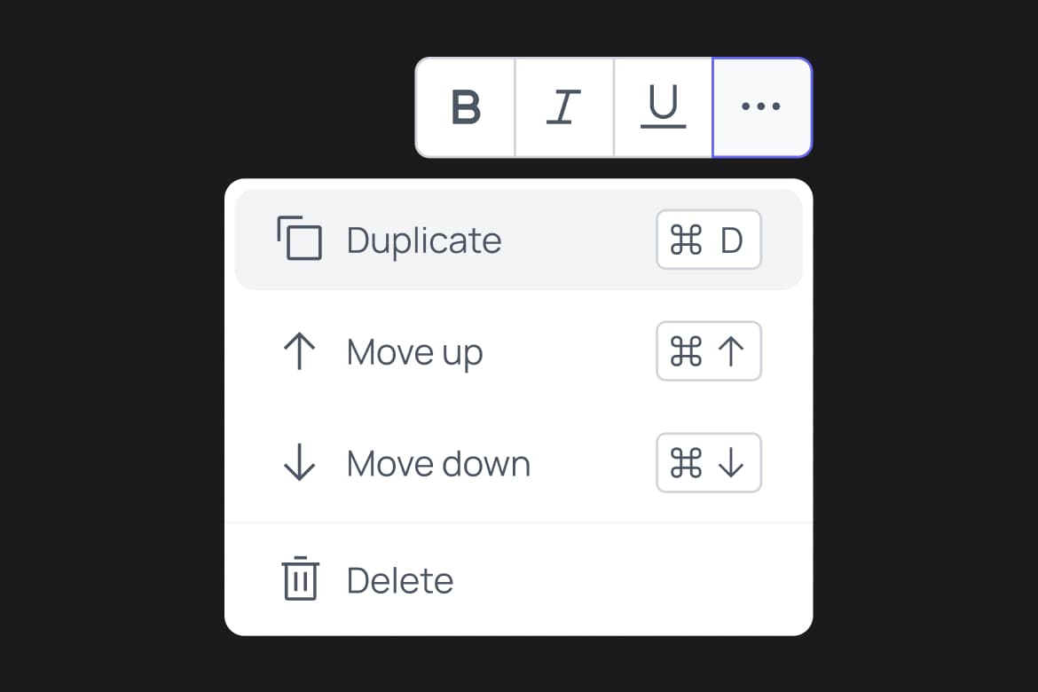 Editor dropdown menu